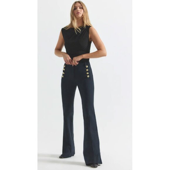 10 Crosby Derek Lam Pants - Derek Lam 10 Crosby Robertson Flare Trousers Dark Blue Womens Size 8 Nautical